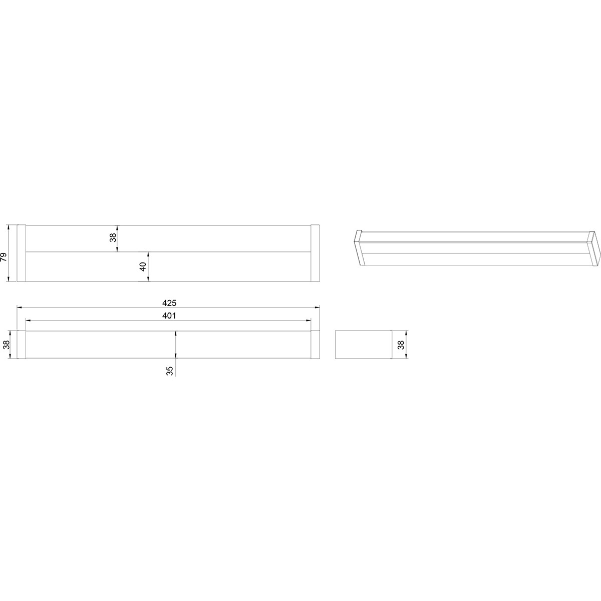 LED Wandlamp - Trion Fabian - 6W - Warm Wit 3000K - Spatwaterdicht IP44 - Rechthoek - Mat Chroom - Aluminium