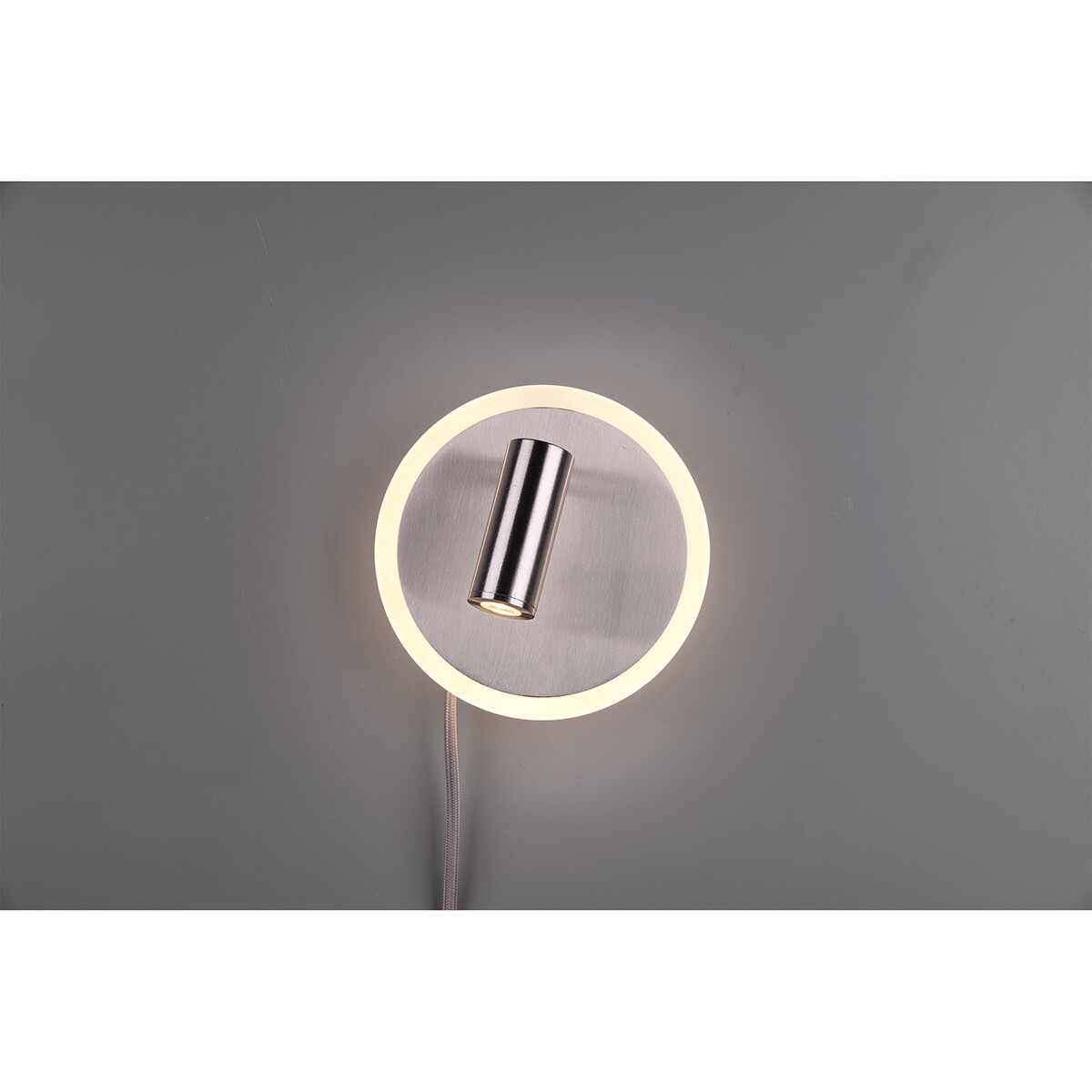 LED Wandlamp - Trion Jodan - 7W - Warm Wit 3000K - Rond - Mat Nikkel - Aluminium