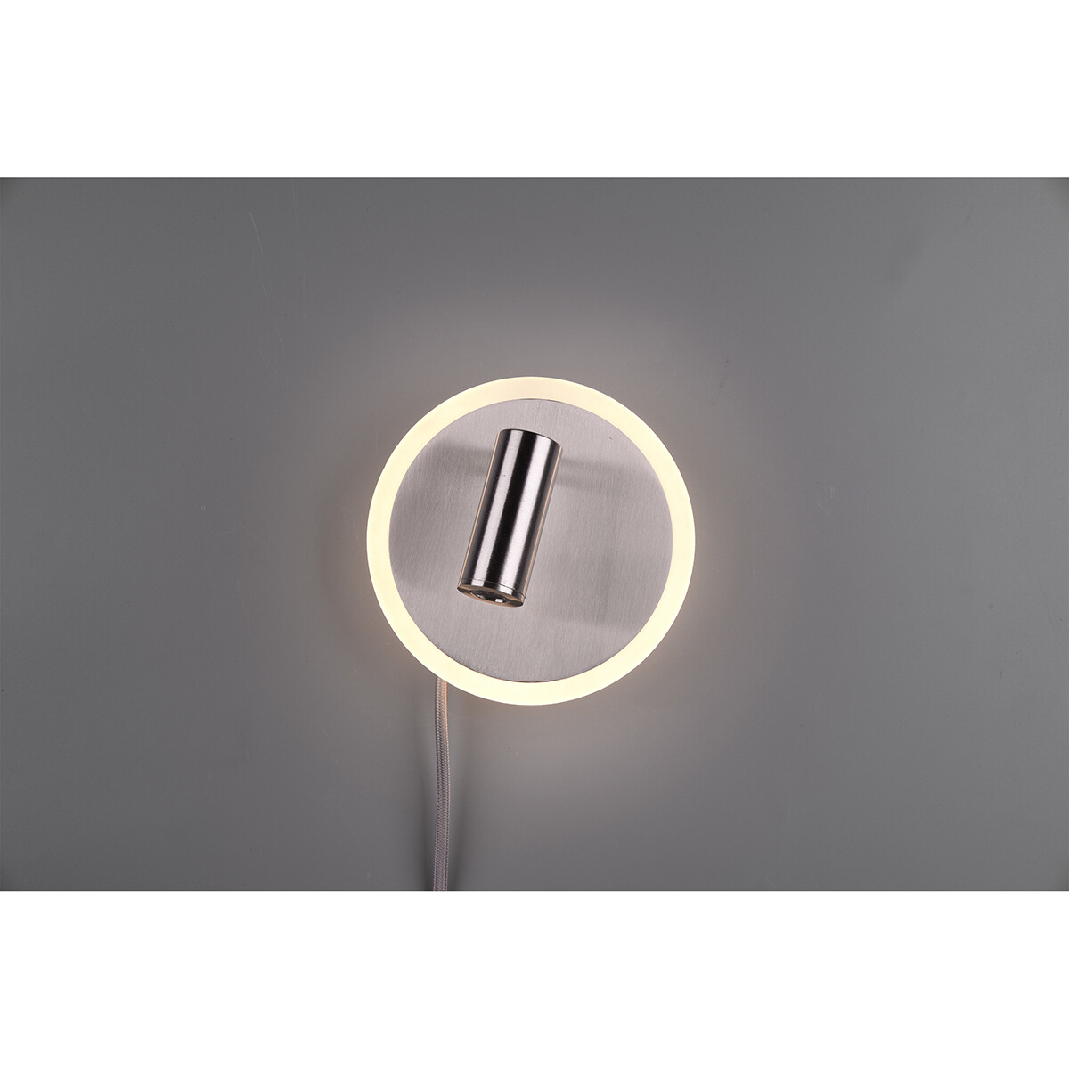 LED Wandlamp - Trion Jodan - 7W - Warm Wit 3000K - Rond - Mat Nikkel - Aluminium