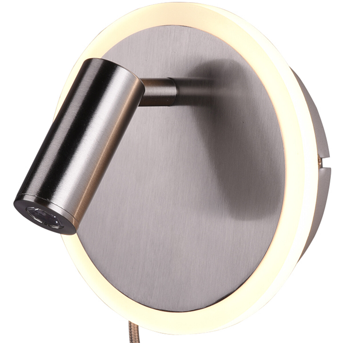 LED Wandlamp - Trion Jodan - 7W - Warm Wit 3000K - Rond - Mat Nikkel - Aluminium