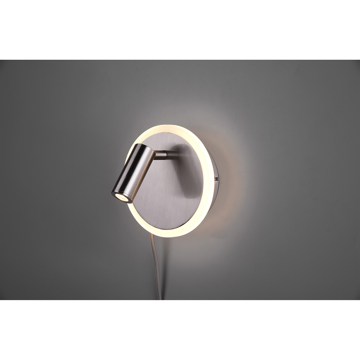 LED Wandlamp - Trion Jodan - 7W - Warm Wit 3000K - Rond - Mat Nikkel - Aluminium