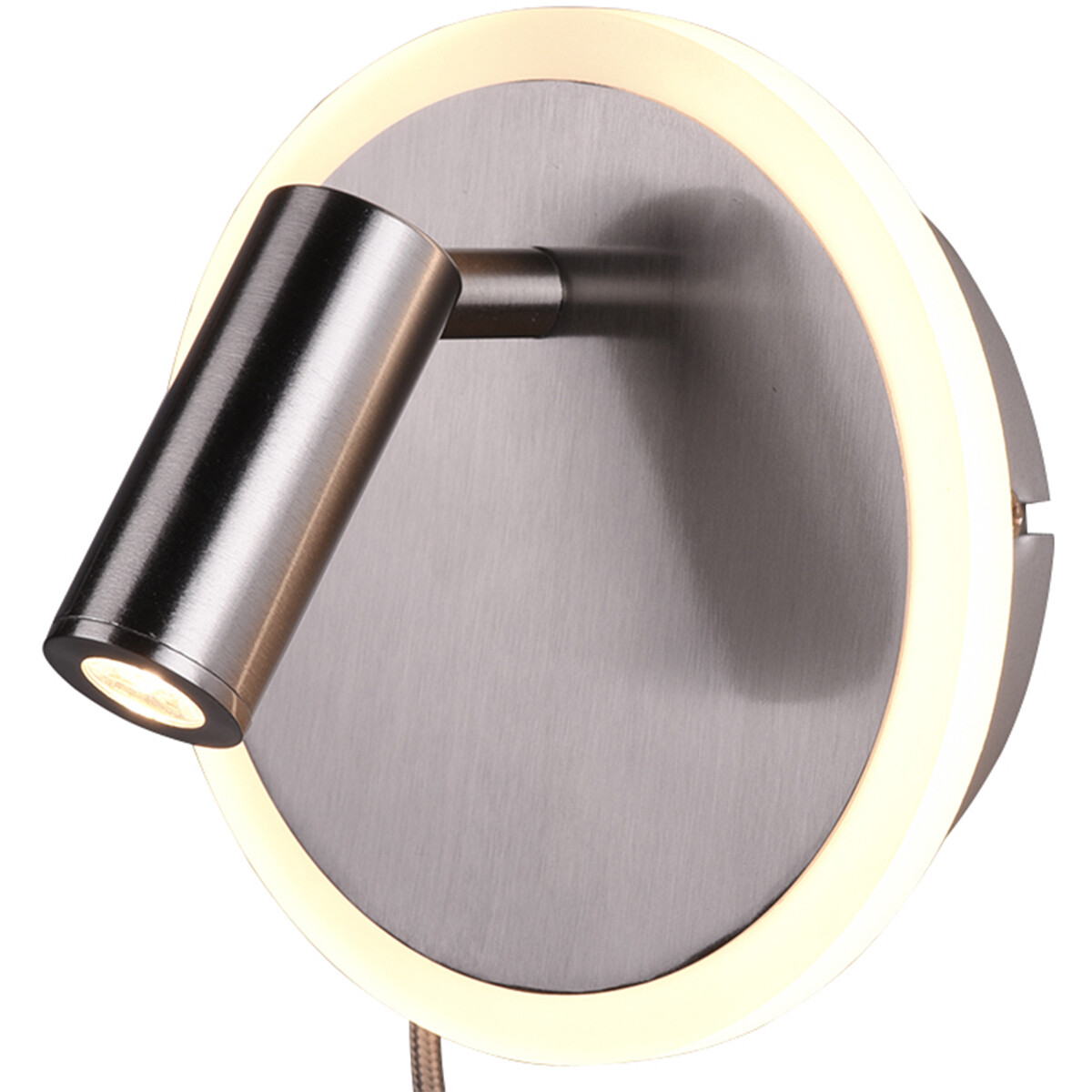 LED Wandlamp - Trion Jodan - 7W - Warm Wit 3000K - Rond - Mat Nikkel - Aluminium