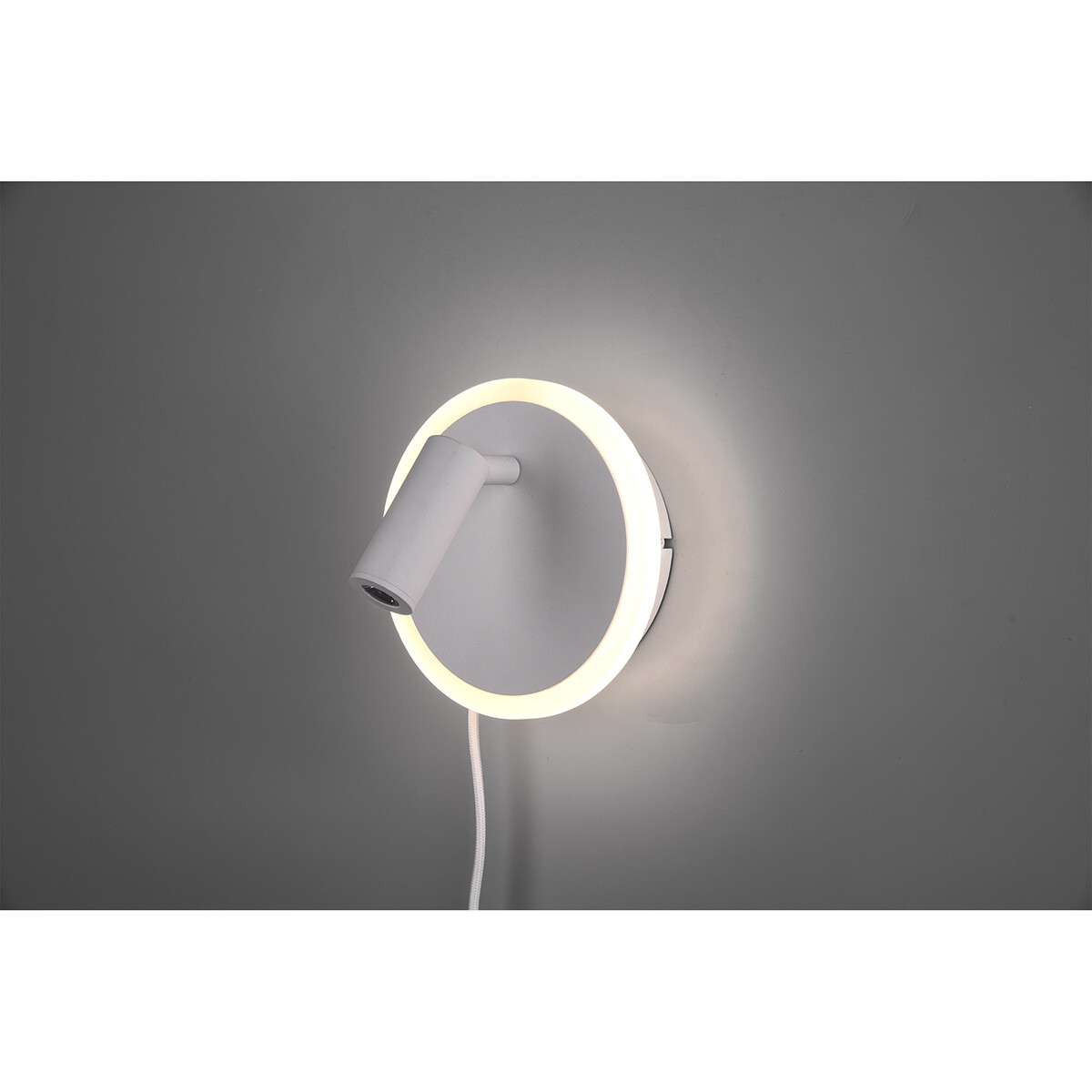 LED Wandlamp - Trion Jodan - 7W - Warm Wit 3000K - Rond - Mat Wit - Aluminium