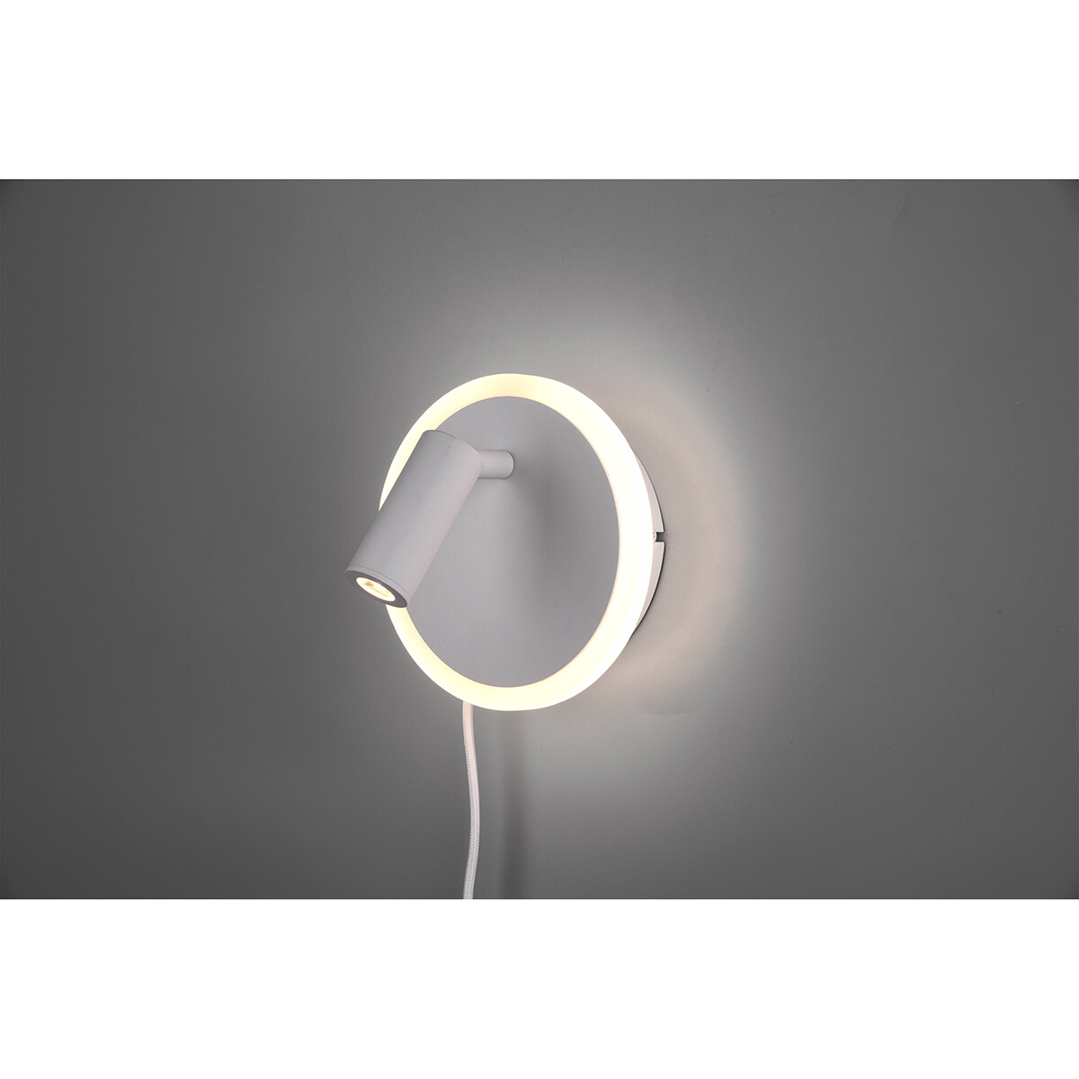 LED Wandlamp - Trion Jodan - 7W - Warm Wit 3000K - Rond - Mat Wit - Aluminium