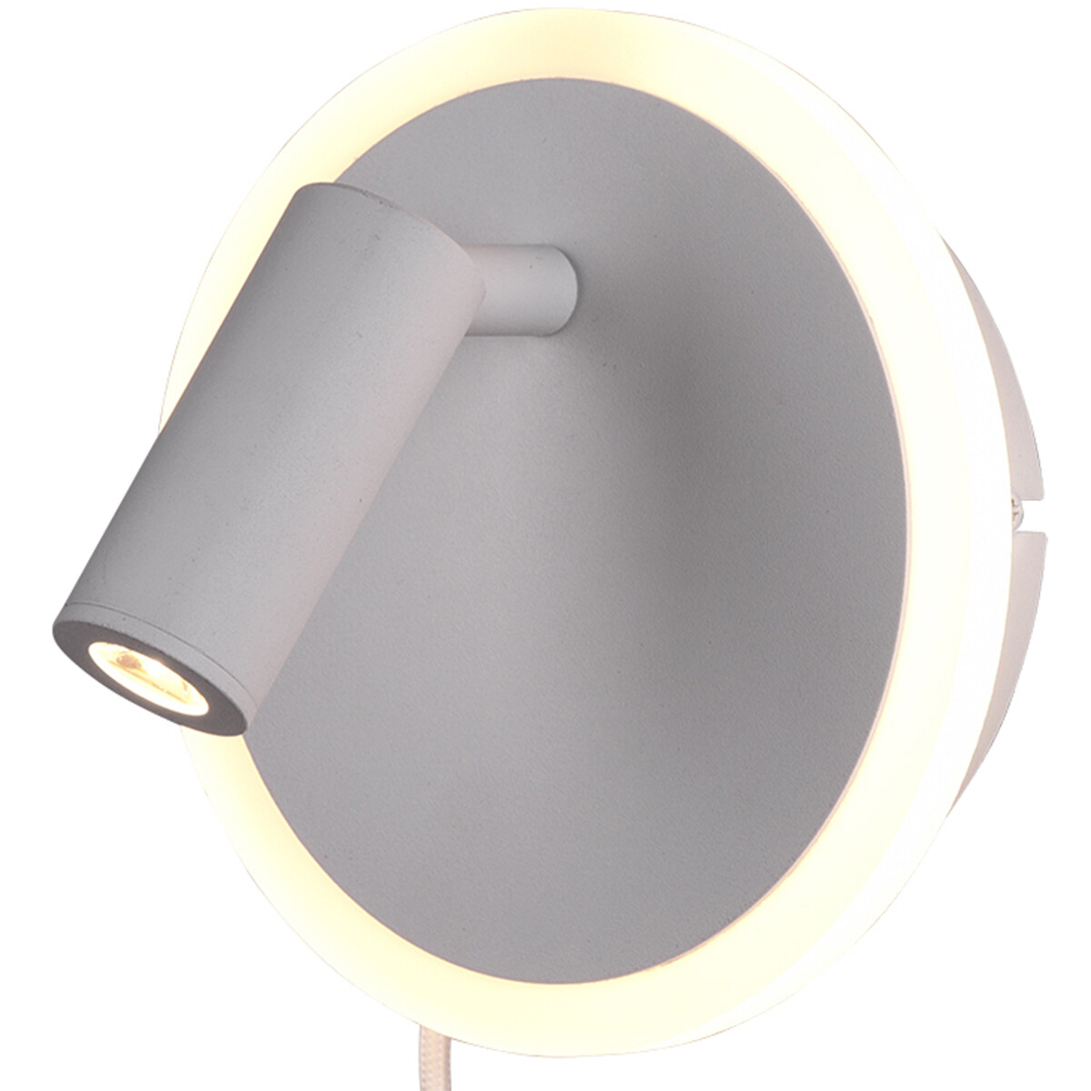 LED Wandlamp - Trion Jodan - 7W - Warm Wit 3000K - Rond - Mat Wit - Aluminium