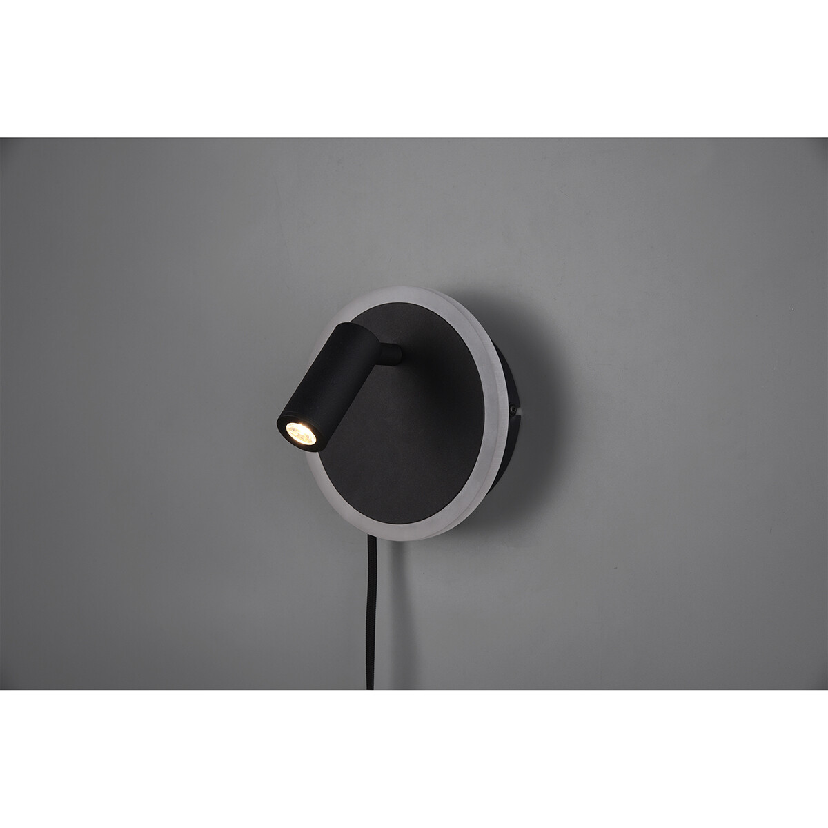 LED Wandlamp - Trion Jodan - 7W - Warm Wit 3000K - Rond - Mat Zwart - Aluminium