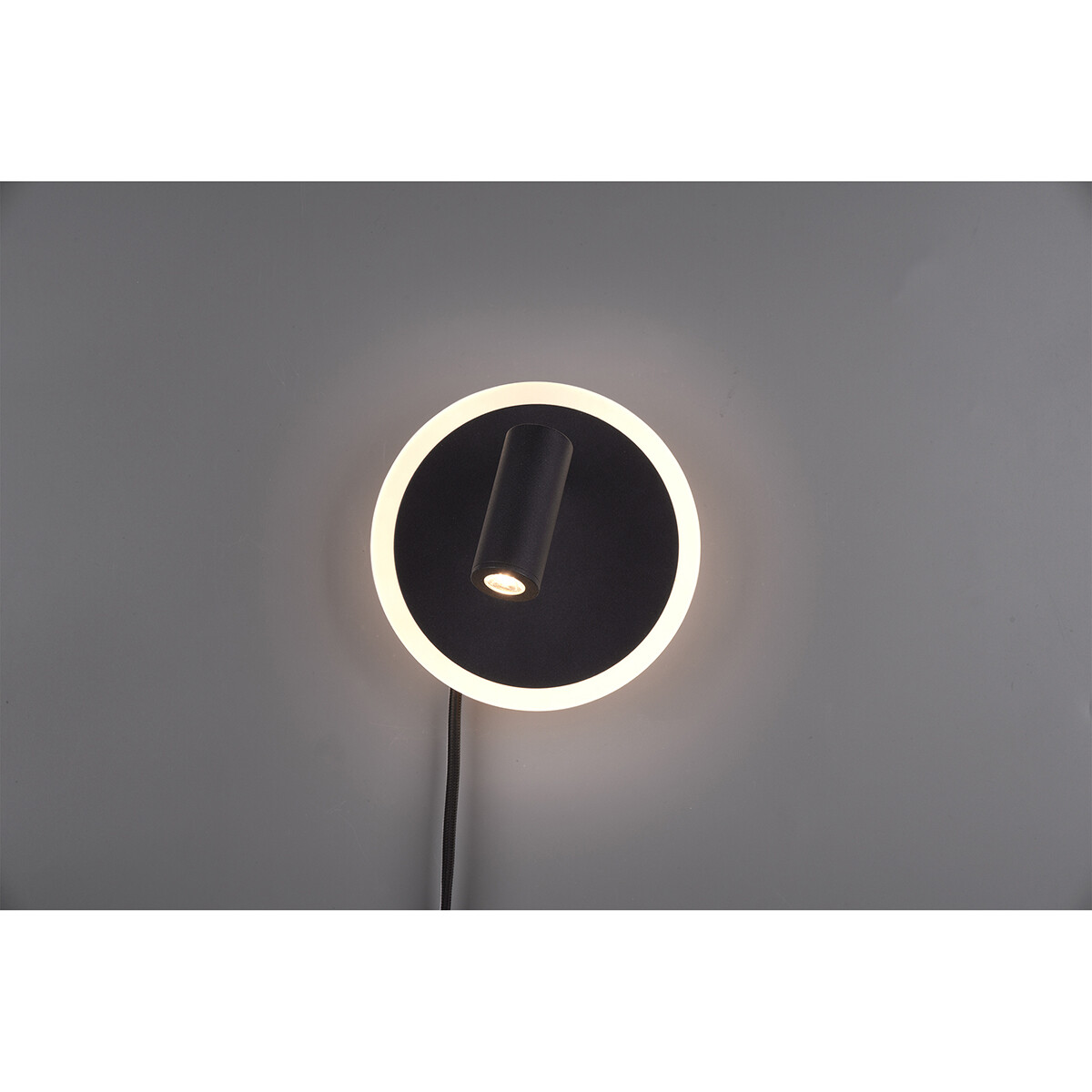 LED Wandlamp - Trion Jodan - 7W - Warm Wit 3000K - Rond - Mat Zwart - Aluminium