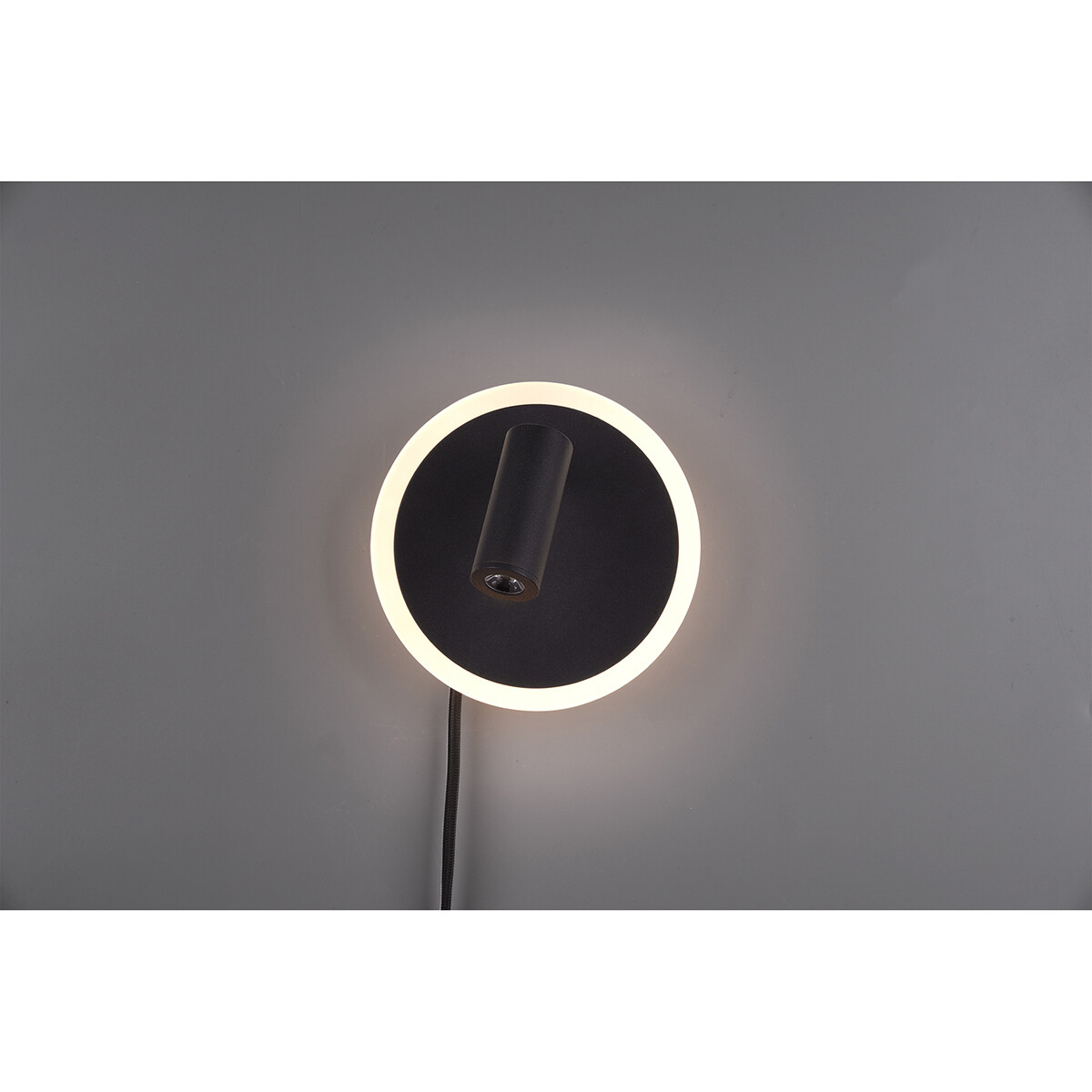 LED Wandlamp - Trion Jodan - 7W - Warm Wit 3000K - Rond - Mat Zwart - Aluminium