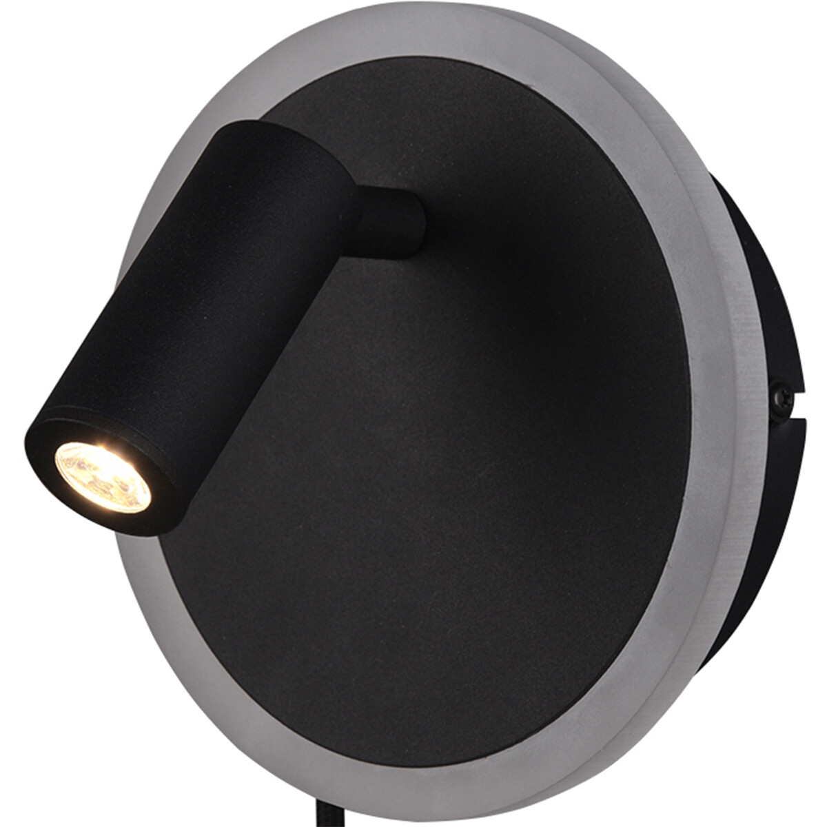 LED Wandlamp - Trion Jodan - 7W - Warm Wit 3000K - Rond - Mat Zwart - Aluminium