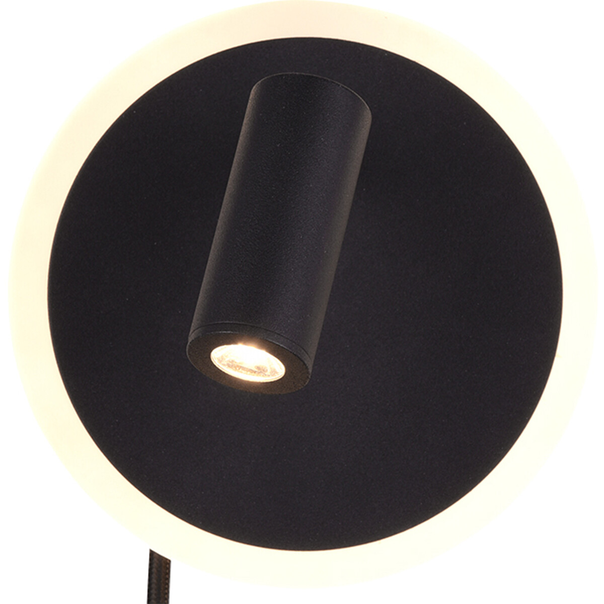 LED Wandlamp - Trion Jodan - 7W - Warm Wit 3000K - Rond - Mat Zwart - Aluminium