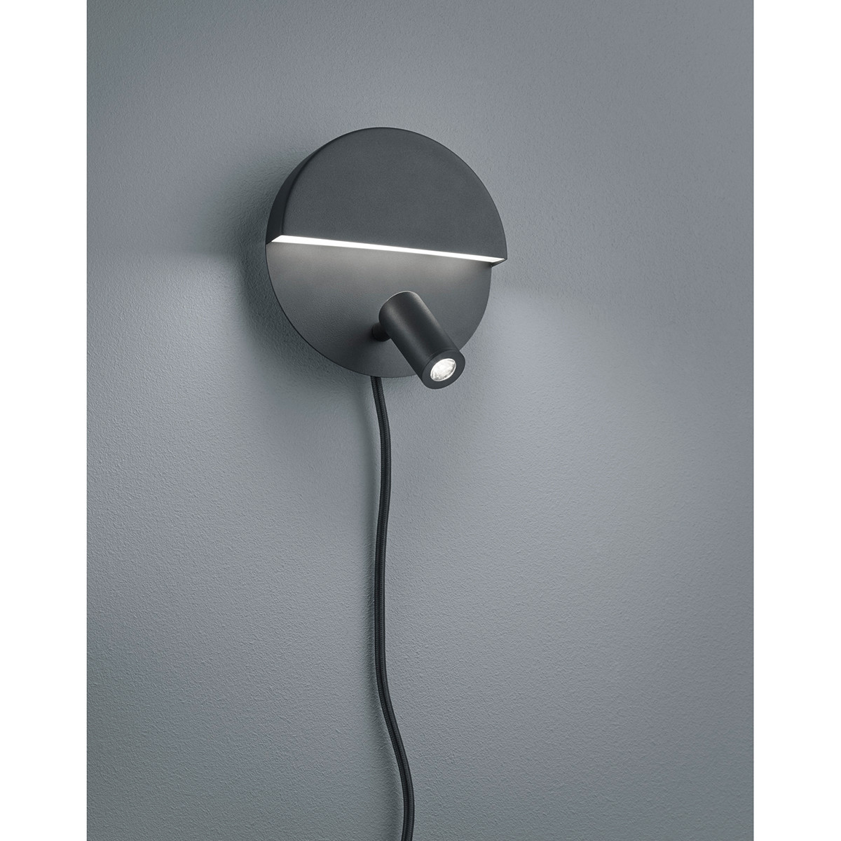 LED Wandlamp - Trion Marano - 8W - Warm Wit 3000K - Rond - Mat Zwart - Aluminium