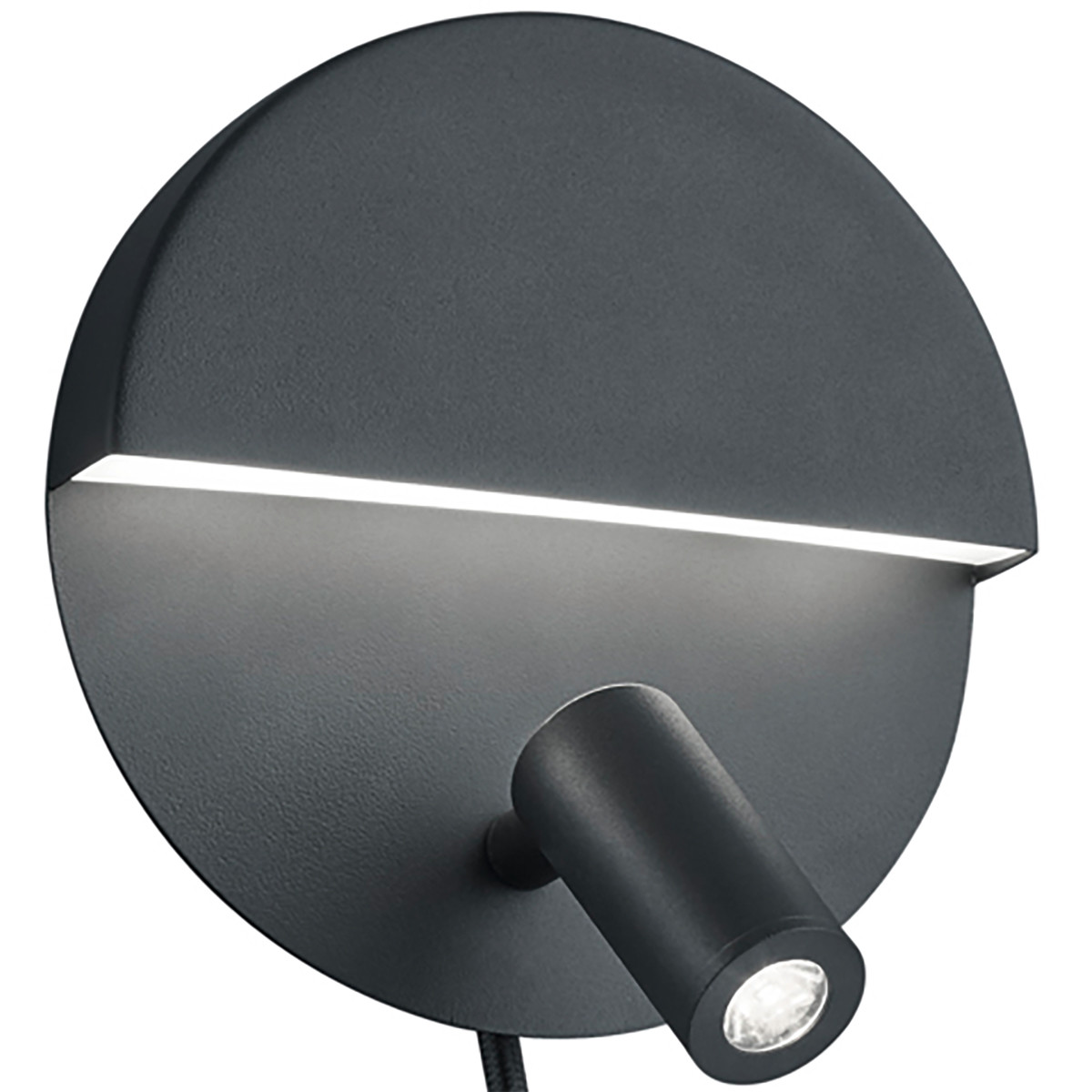 LED Wandlamp - Trion Marano - 8W - Warm Wit 3000K - Rond - Mat Zwart - Aluminium