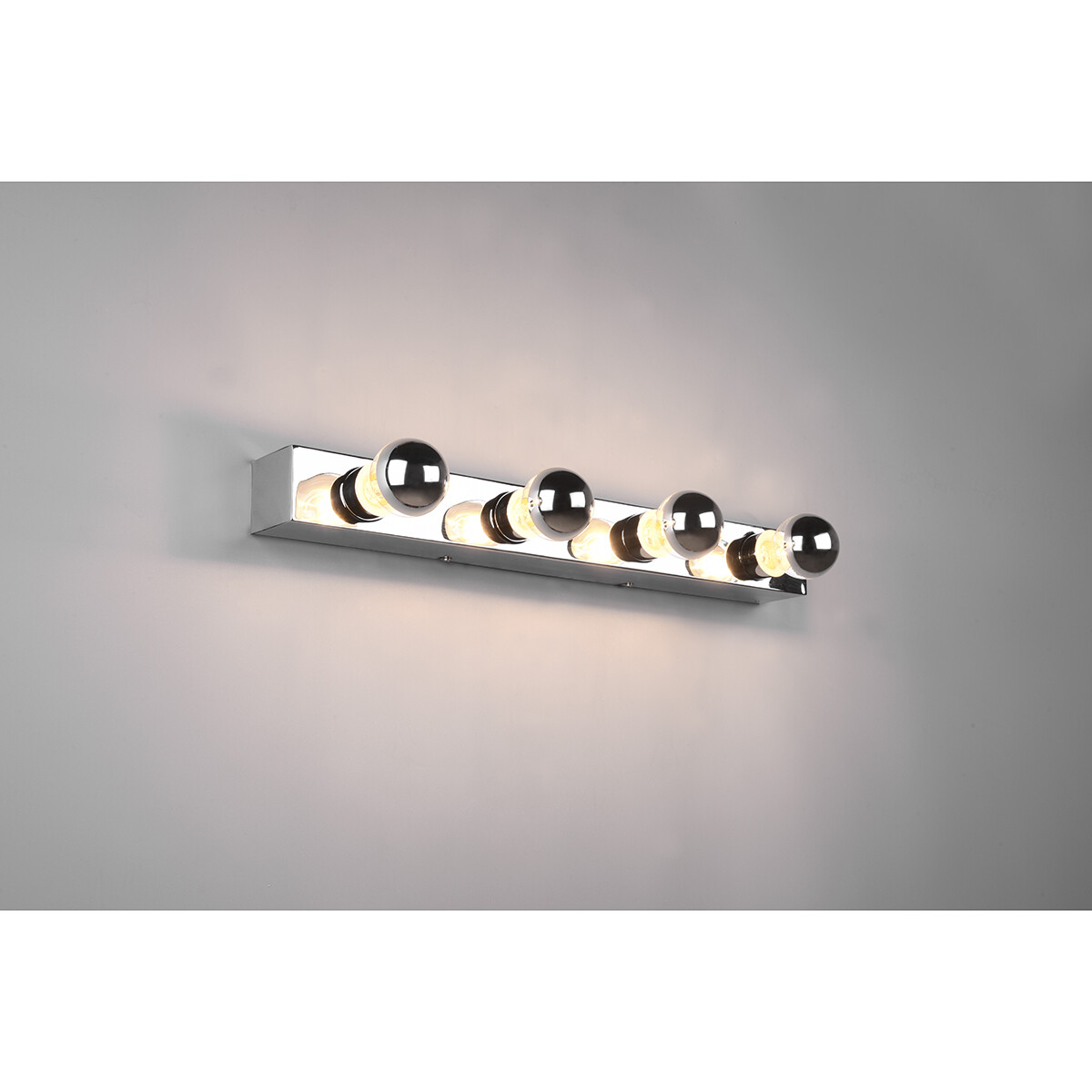 LED Wandlamp - Trion Teatri - E27 Fitting - Spatwaterdicht IP44 - Rechthoek - Mat Chroom - Aluminium