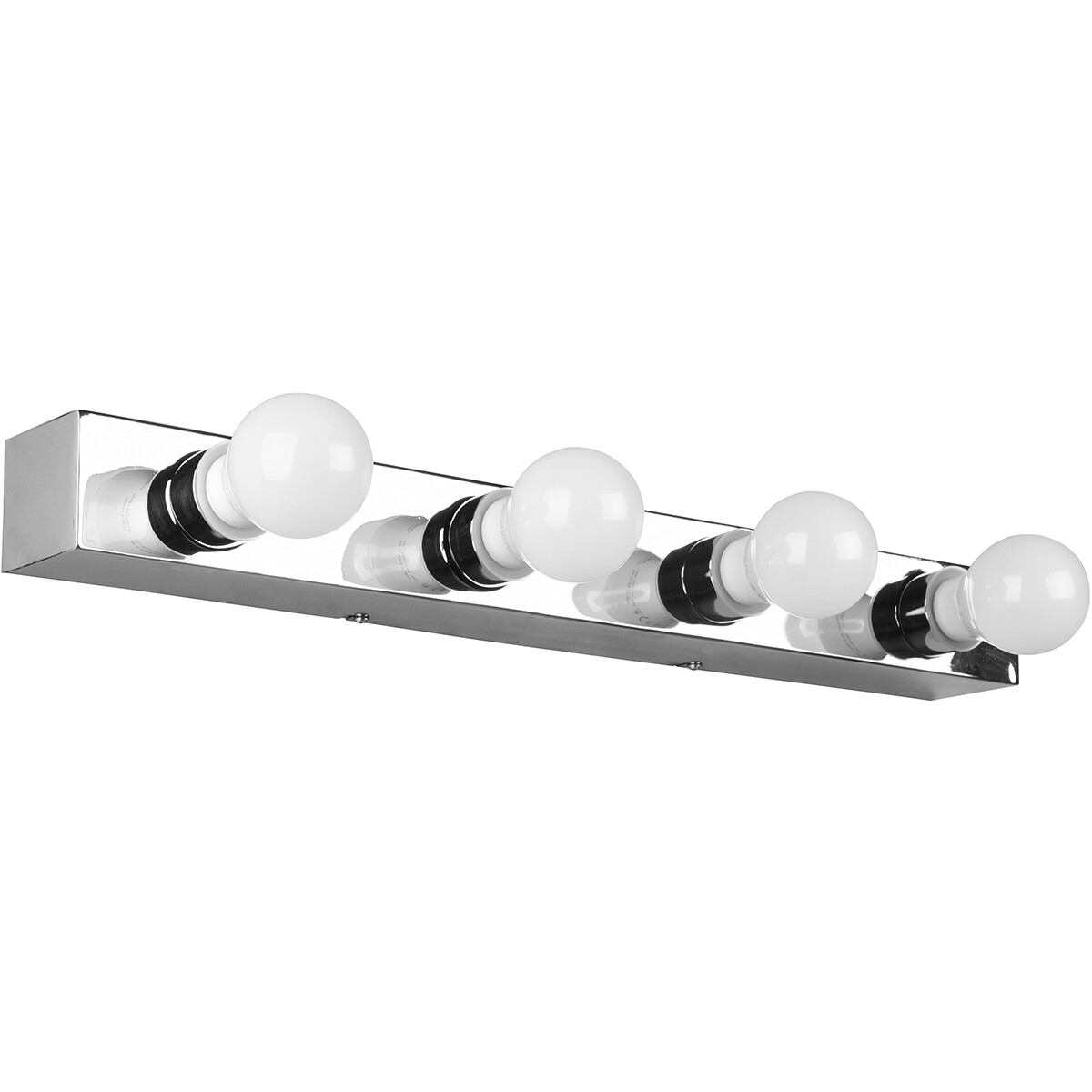 LED Wandlamp - Trion Teatri - E27 Fitting - Spatwaterdicht IP44 - Rechthoek - Mat Chroom - Aluminium