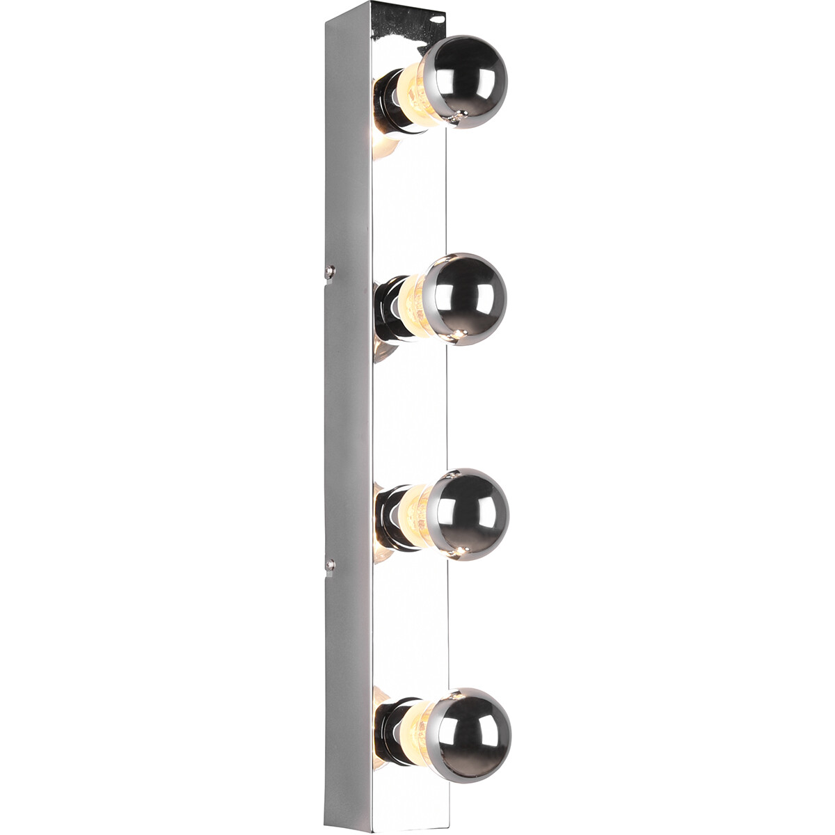 LED Wandlamp - Trion Teatri - E27 Fitting - Spatwaterdicht IP44 - Rechthoek - Mat Chroom - Aluminium