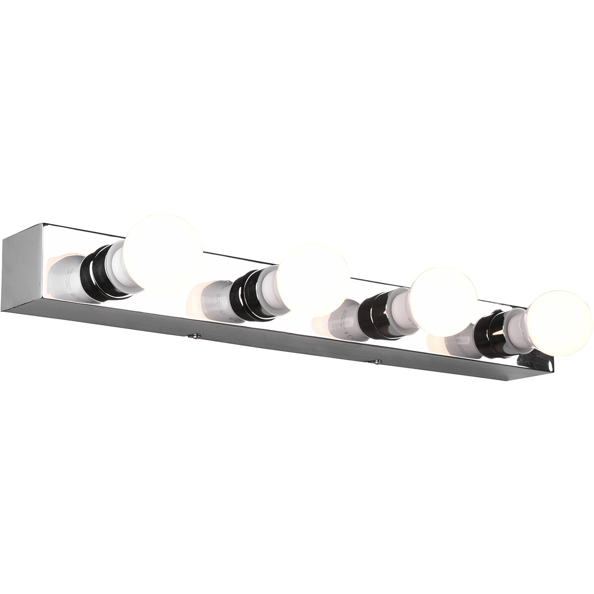 LED Wandlamp - Trion Teatri - E27 Fitting - Spatwaterdicht IP44 - Rechthoek - Mat Chroom - Aluminium