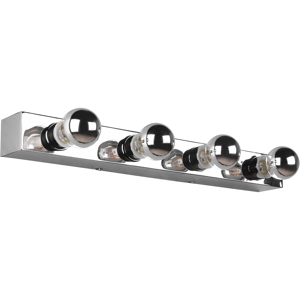 LED Wandlamp - Trion Teatri - E27 Fitting - Spatwaterdicht IP44 - Rechthoek - Mat Chroom - Aluminium