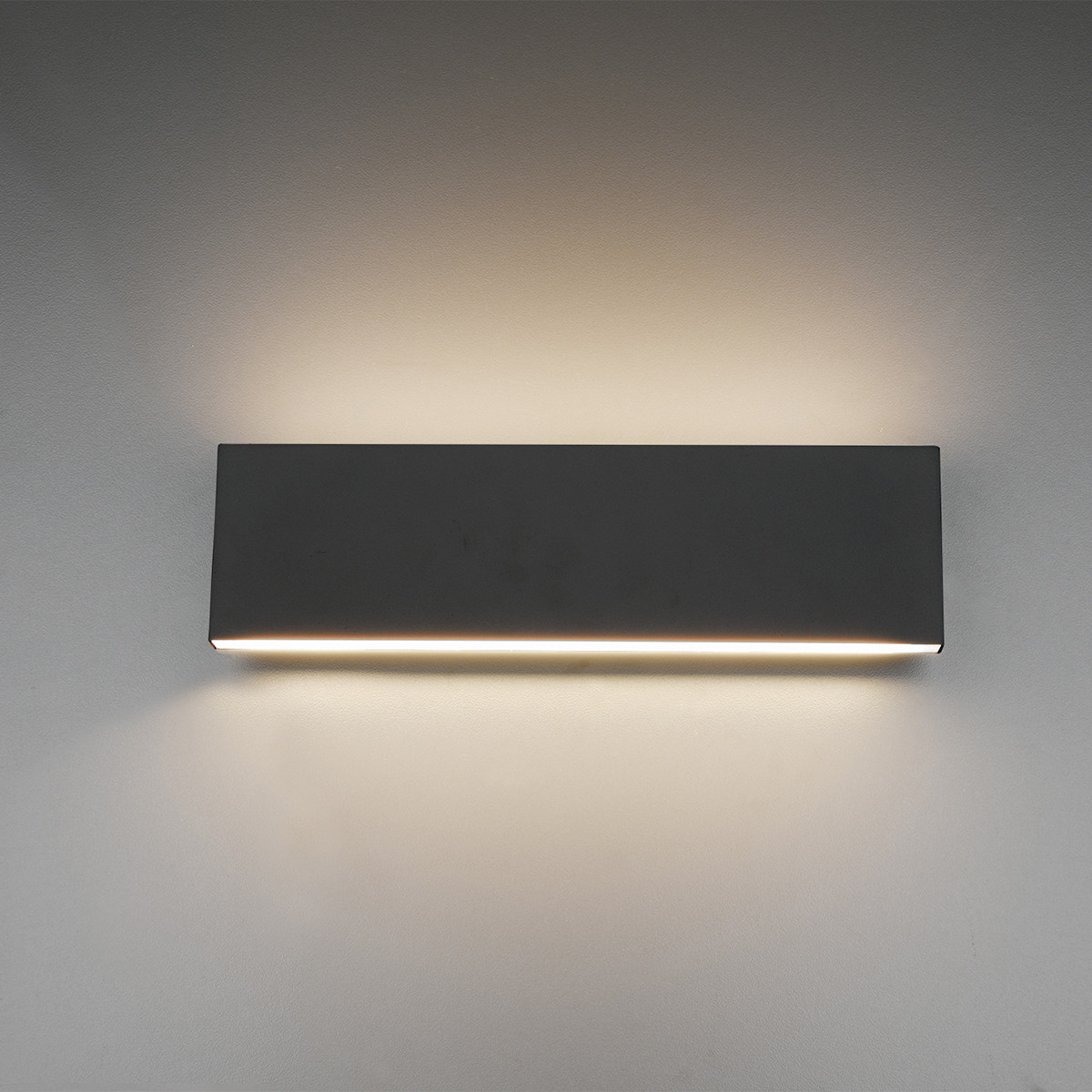 LED Wandlamp - Wandverlichting - Trion Concy - 12W - Warm Wit 3000K - Dimbaar - Rechthoek - Mat Antraciet - Aluminium