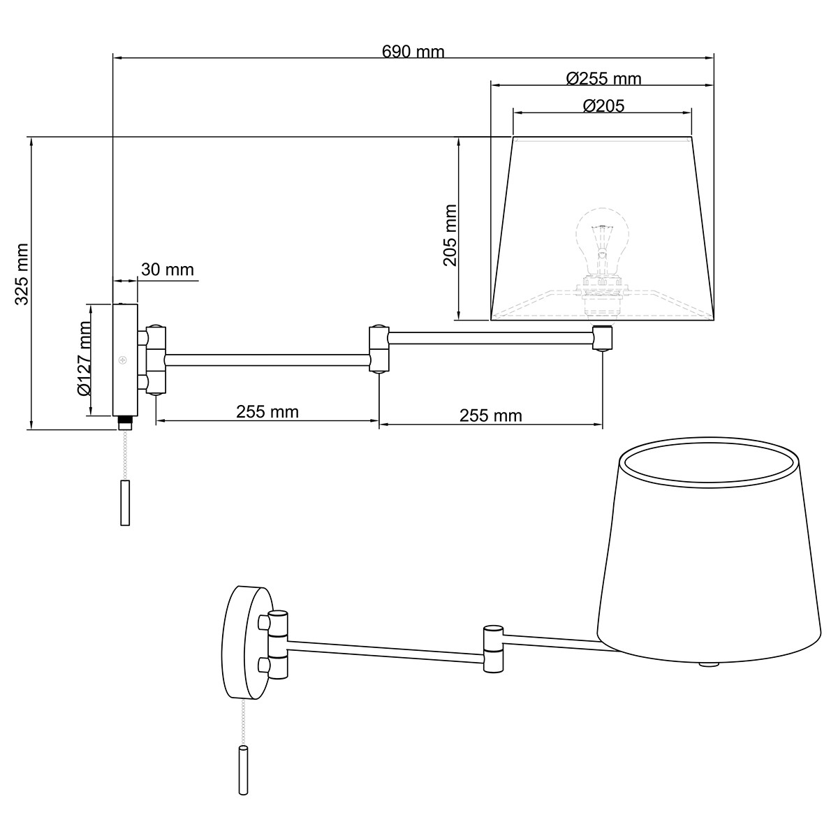 LED Wandlamp - Wandverlichting - Trion Dyon - E27 Fitting - Rond - Mat Goud - Aluminium