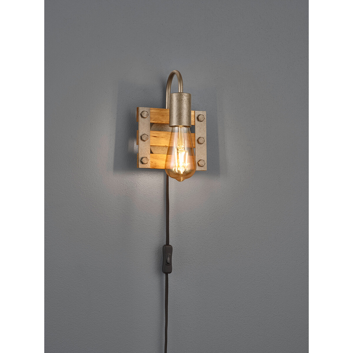 LED Wandlamp - Wandverlichting - Trion Khon - E27 Fitting - 1-lichts - Vierkant - Mat Nikkel - Aluminium