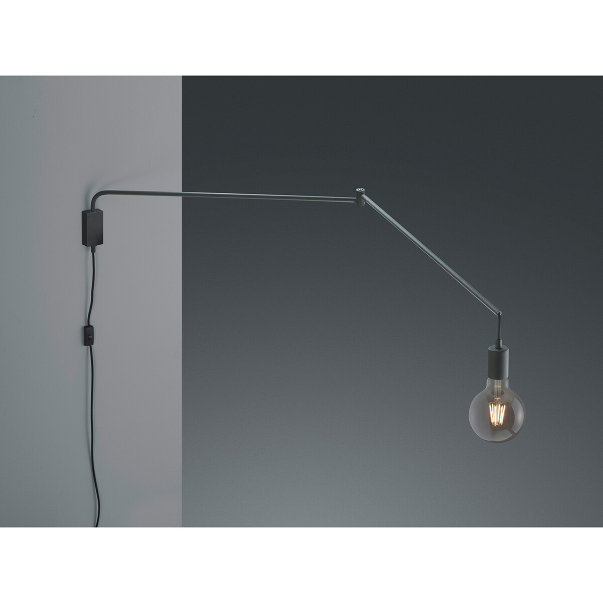 LED Wandlamp - Wandverlichting - Trion Live - E27 Fitting - Rechthoek - Mat Zwart - Aluminium