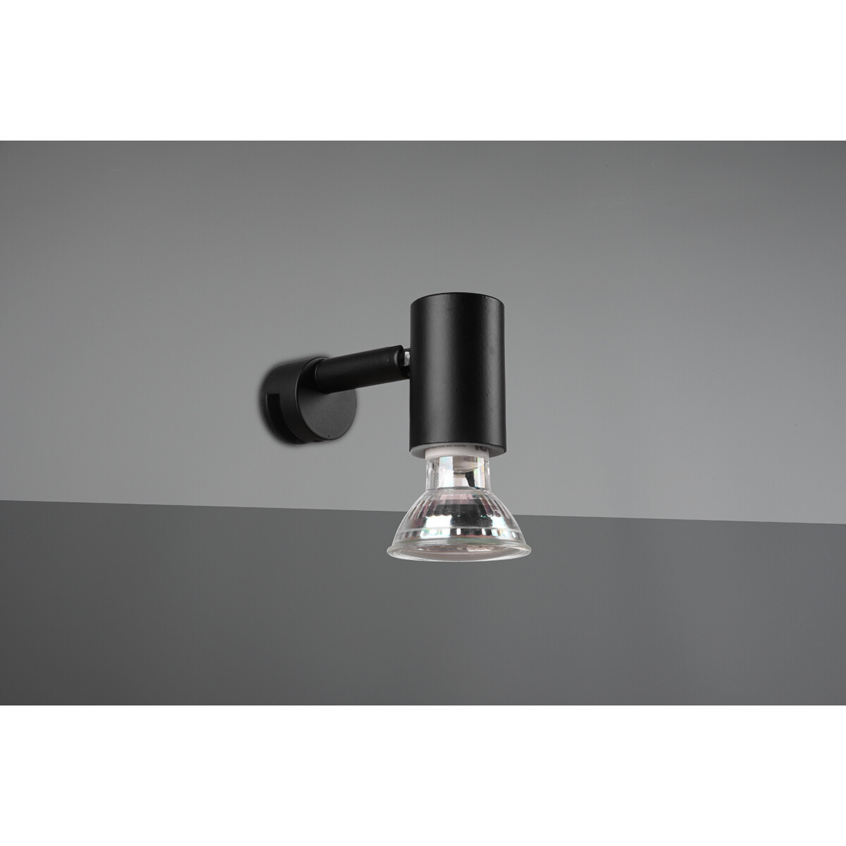 LED Wandlamp - Wandverlichting - Trion Loreno - GU10 Fitting - Spatwaterdicht IP44 - Rond - Mat Zwart - Aluminium