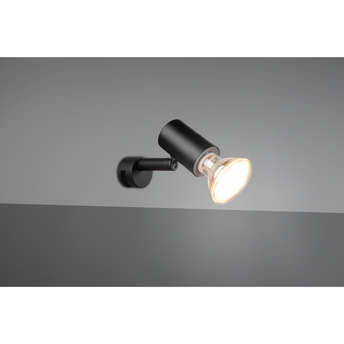 LED Wandlamp - Wandverlichting - Trion Loreno - GU10 Fitting - Spatwaterdicht IP44 - Rond - Mat Zwart - Aluminium