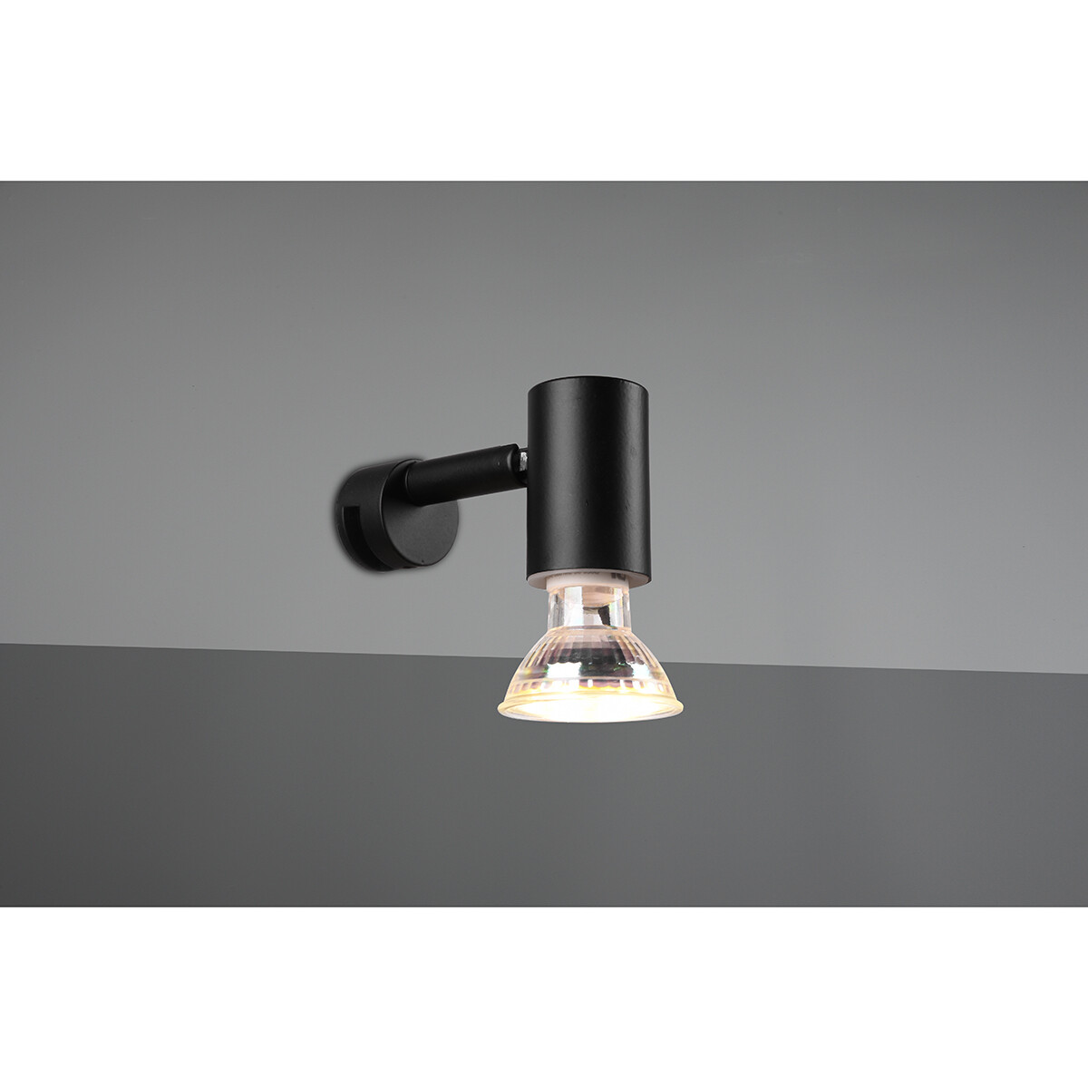 LED Wandlamp - Wandverlichting - Trion Loreno - GU10 Fitting - Spatwaterdicht IP44 - Rond - Mat Zwart - Aluminium