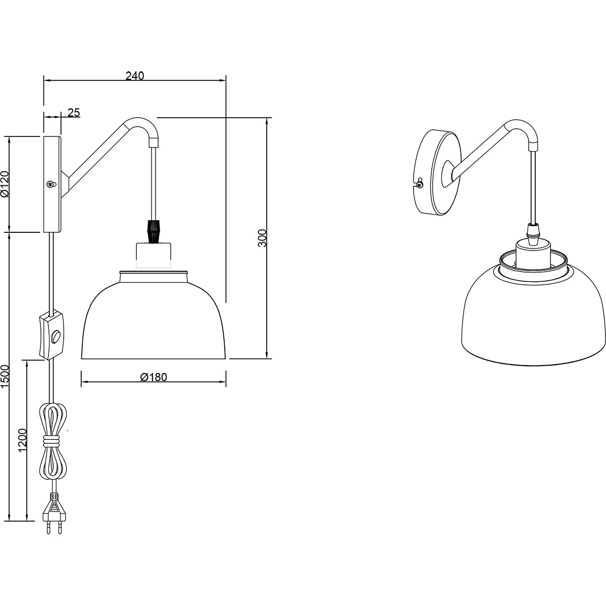 LED Wandlamp - Wandverlichting - Trion Palmo - E27 Fitting - Rond - Mat Zwart - Aluminium