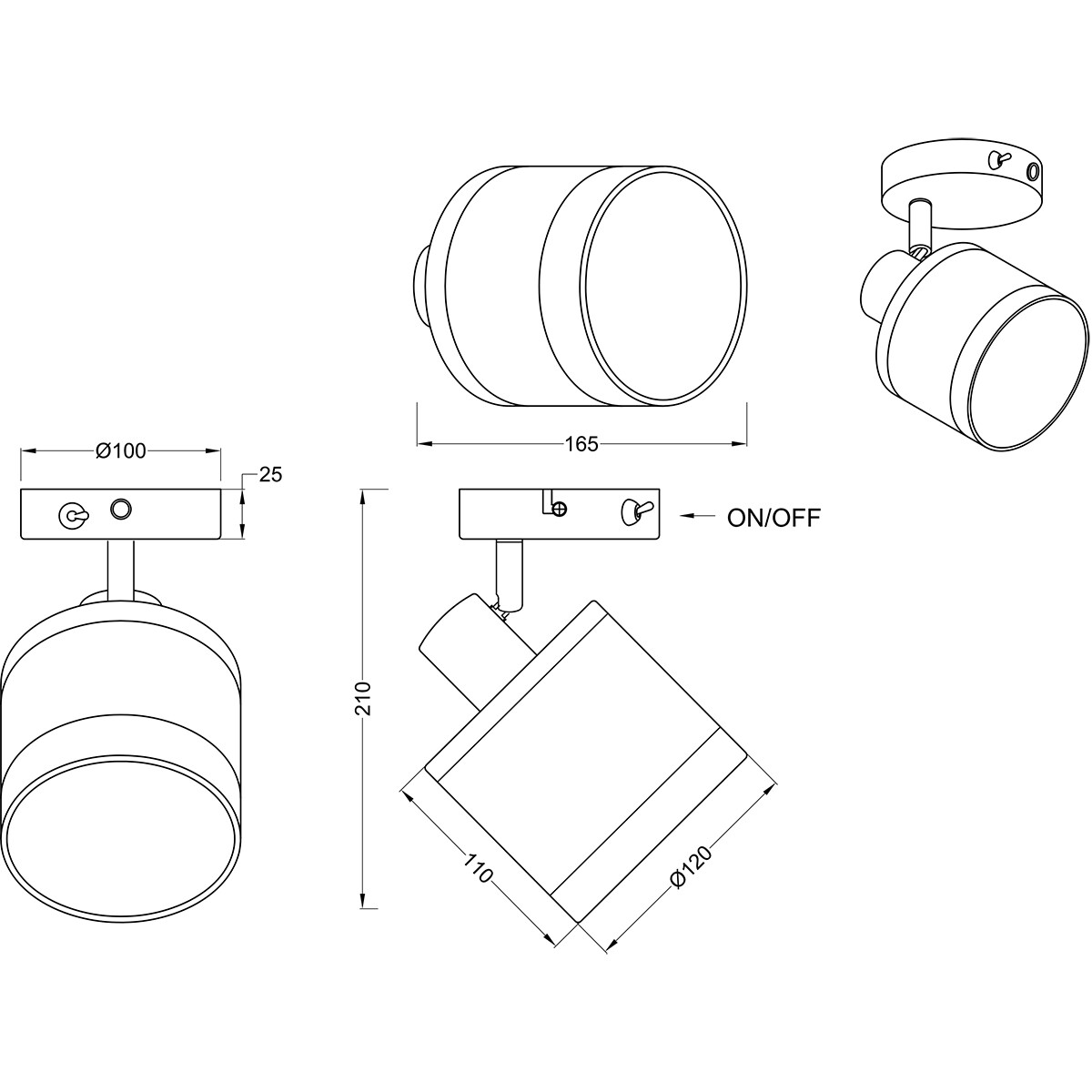 LED Wandlamp - Wandverlichting - Trion Vamos - E14 Fitting - Rond - Mat Zwart - Metaal