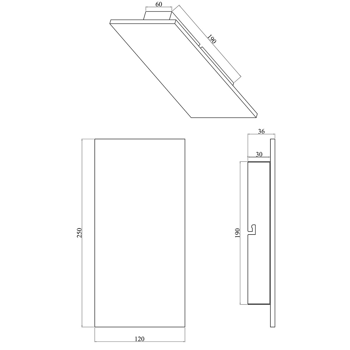 LED Wandlamp - Wandverlichting - Trion Varen - 9W - Warm Wit 3000K - Dimbaar - Rechthoek - Mat Zwart - Beton