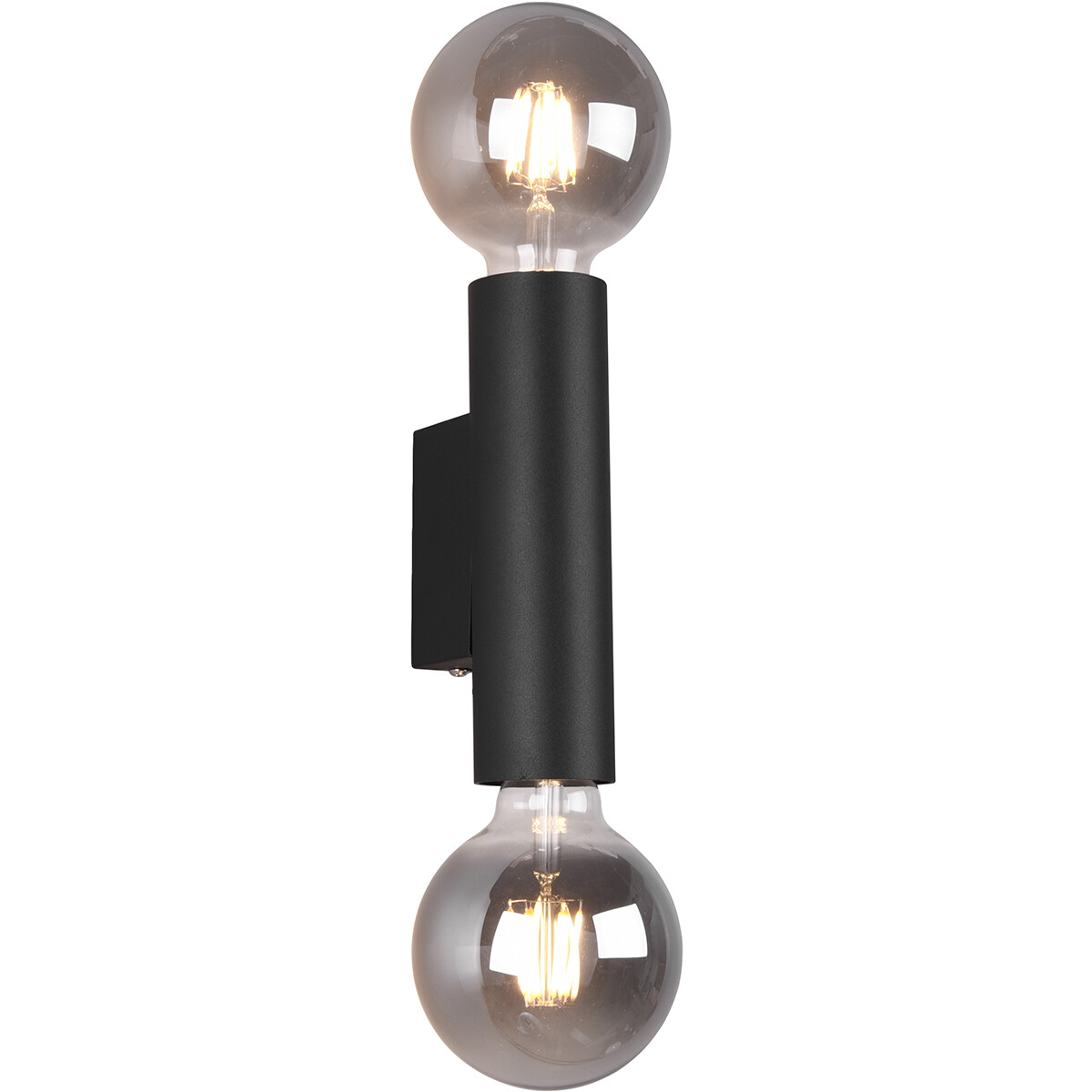 LED Wandlamp - Wandverlichting - Trion Vundon Up and Down - E27 Fitting - 2-lichts - Rond - Mat Zwart - Aluminium product afbeelding