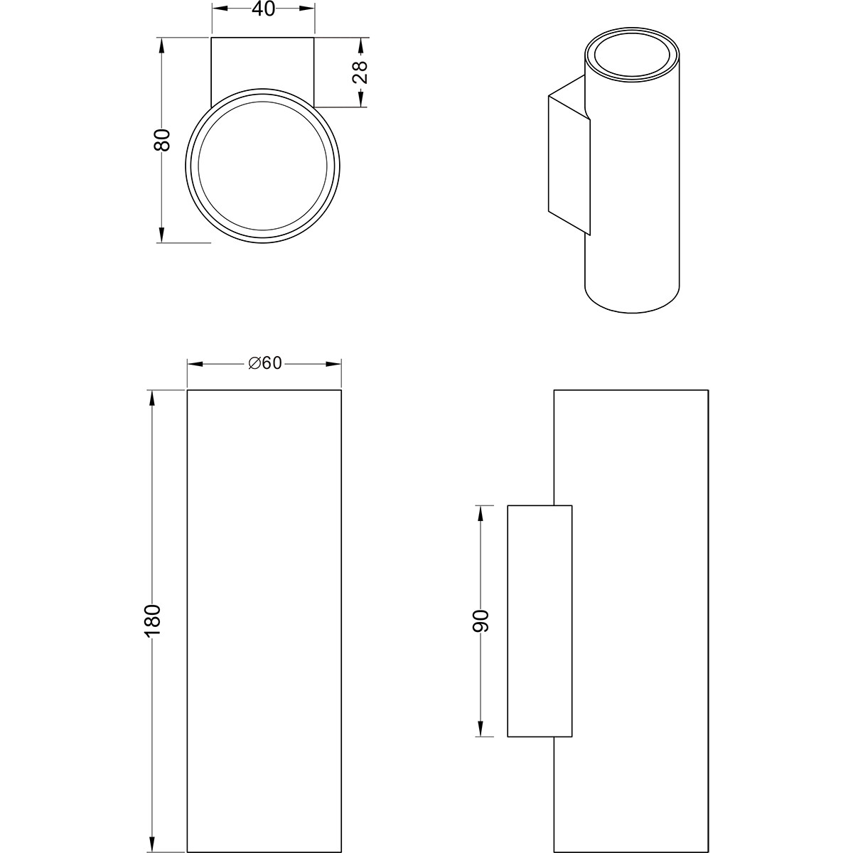 LED Wandlamp - Wandverlichting - Trion Milona Up and Down - GU10 Fitting - Rond - Mat Goud - Aluminium