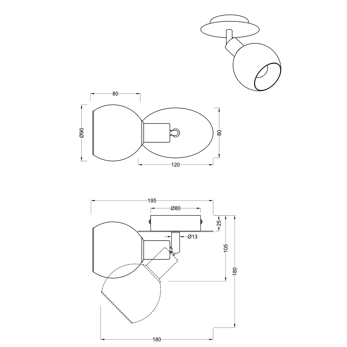 LED Wandspot - Trion Brista - E14 Fitting - 1-lichts - Rond - Glans Chroom - Aluminium