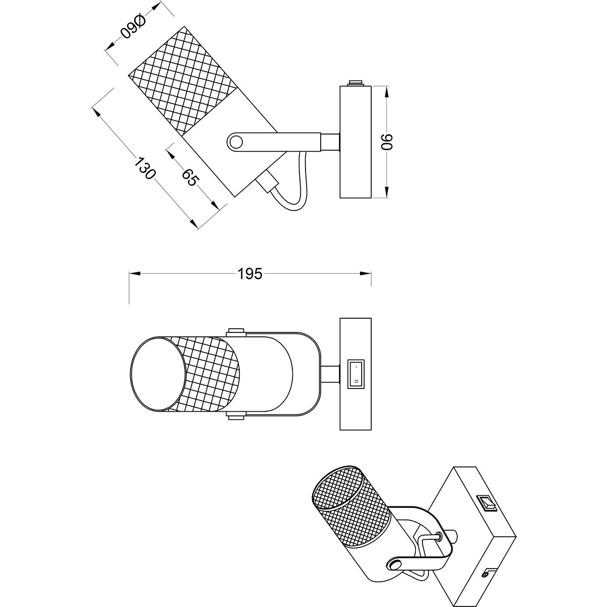 LED Wandspot - Trion Josh - E14 Fitting - 1-lichts - Rond -  Zwart Wit - Metaal