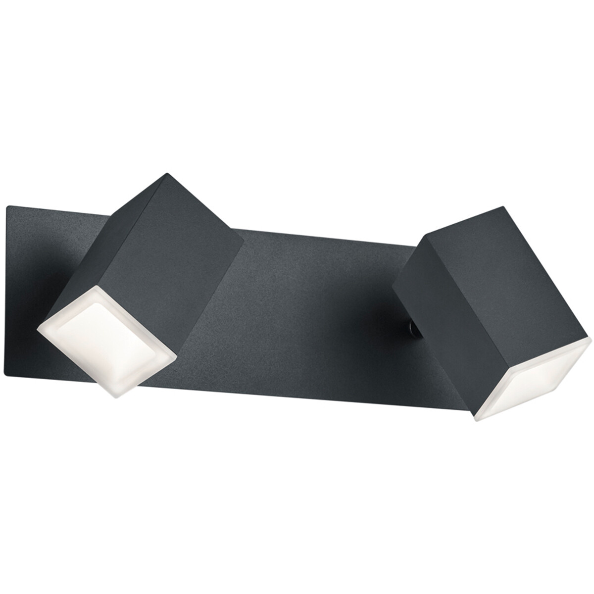 LED Wandspot - Trion Laginos - 12W - Warm Wit 3000K - 2-lichts - Dimbaar - Rechthoek - Mat Zwart - Aluminium