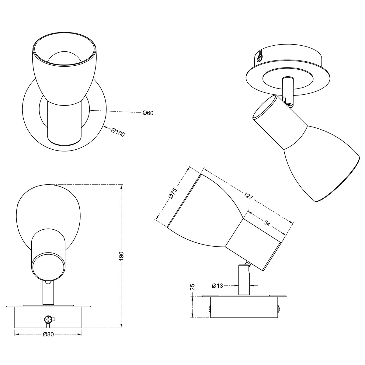 LED Wandspot - Trion Levino - E14 Fitting - Warm Wit 3000K - Rond - Mat Goud - Aluminium