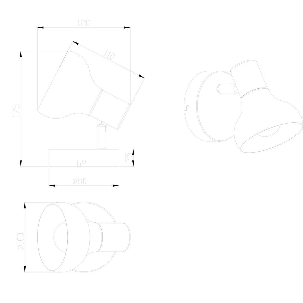 LED Wandspot - Trion Livori - E14 Fitting - 1-lichts - Rond - Mat Wit - Metaal