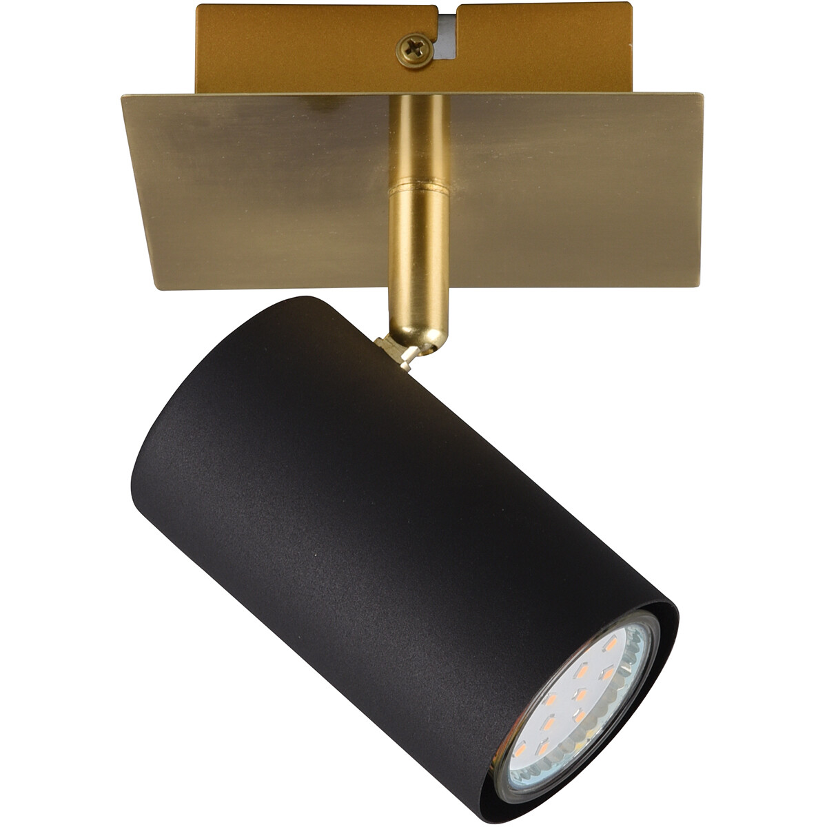 LED Wandspot - Trion Milona - GU10 Fitting - 1-lichts - Rond - Mat Zwart/Goud - Aluminium