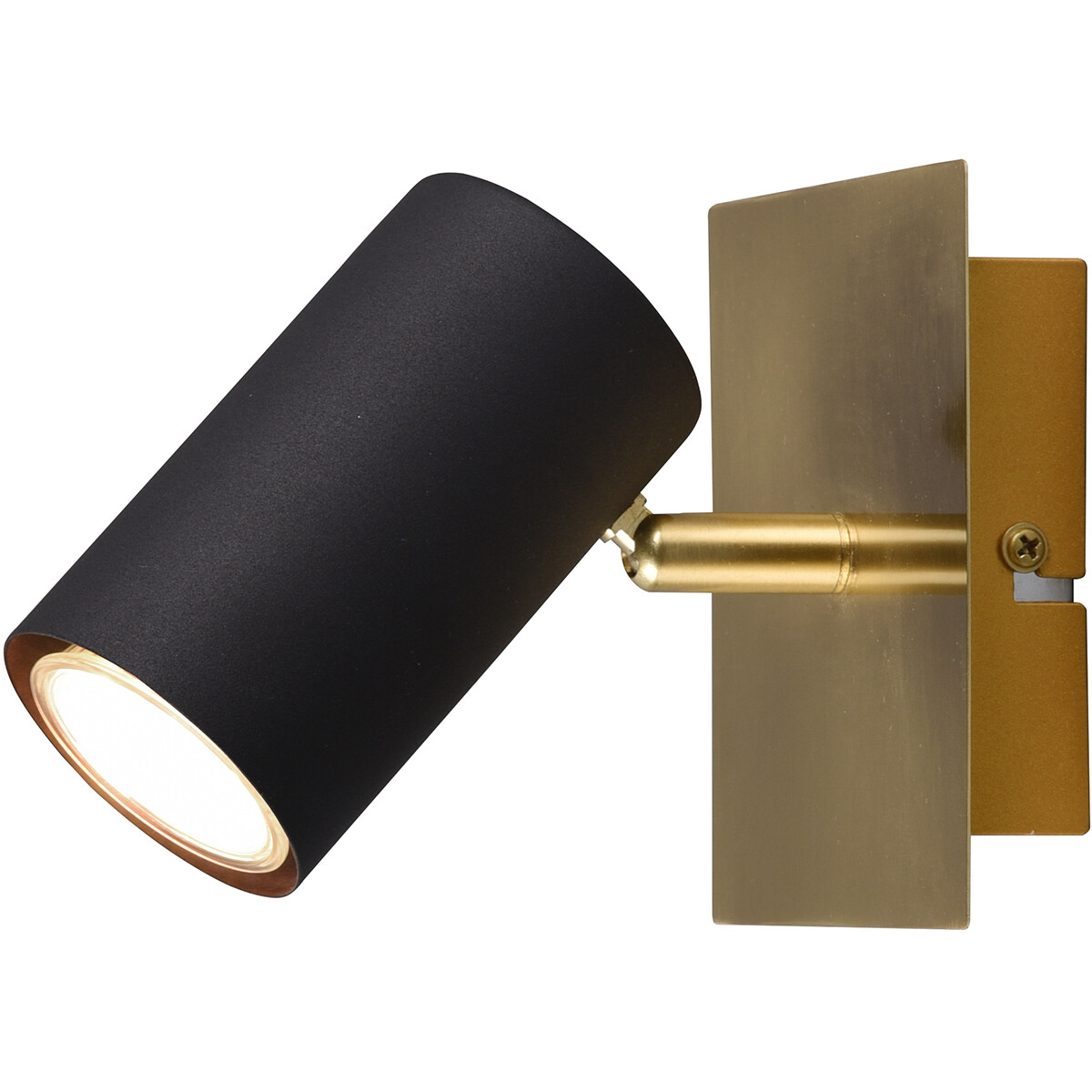 LED Wandspot - Trion Milona - GU10 Fitting - 1-lichts - Rond - Mat Zwart/Goud - Aluminium product afbeelding