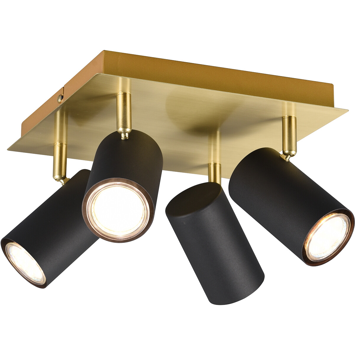 LED Plafondspot - Trion Milona - GU10 Fitting - 4-lichts - Rond - Mat Zwart/Goud - Aluminium product afbeelding