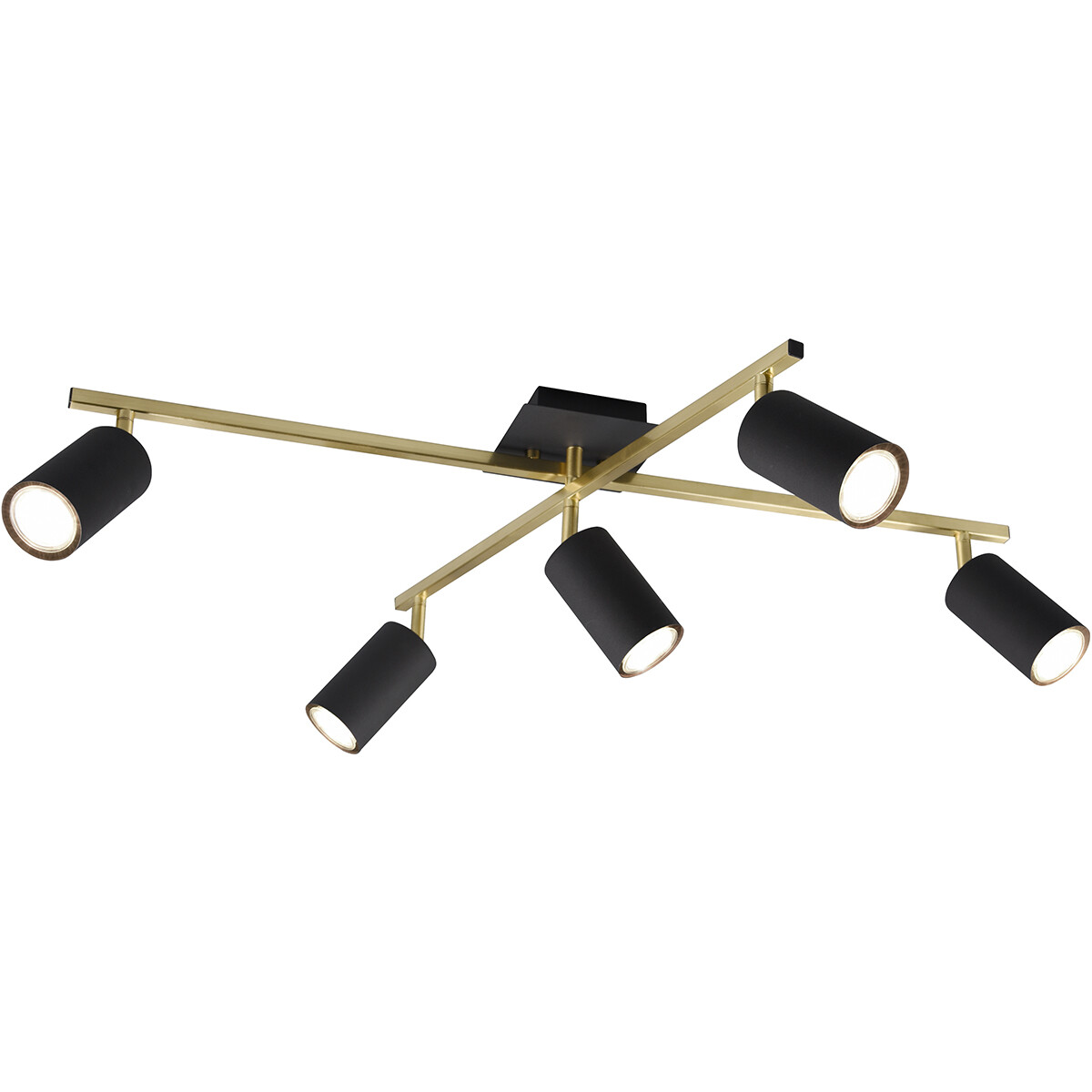 LED Plafondspot - Trion Milona - GU10 Fitting - 5-lichts - Rond - Mat Zwart/Goud - Aluminium product afbeelding