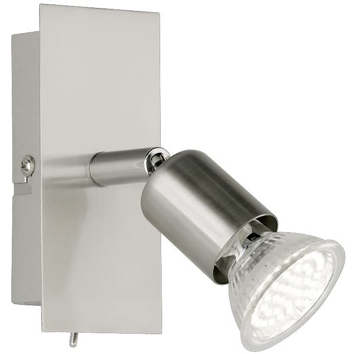 LED Wandspot - Trion Nimo - GU10 Fitting - 3W - Warm Wit 3000K - 1-lichts - Rechthoek - Mat Nikkel - Aluminium