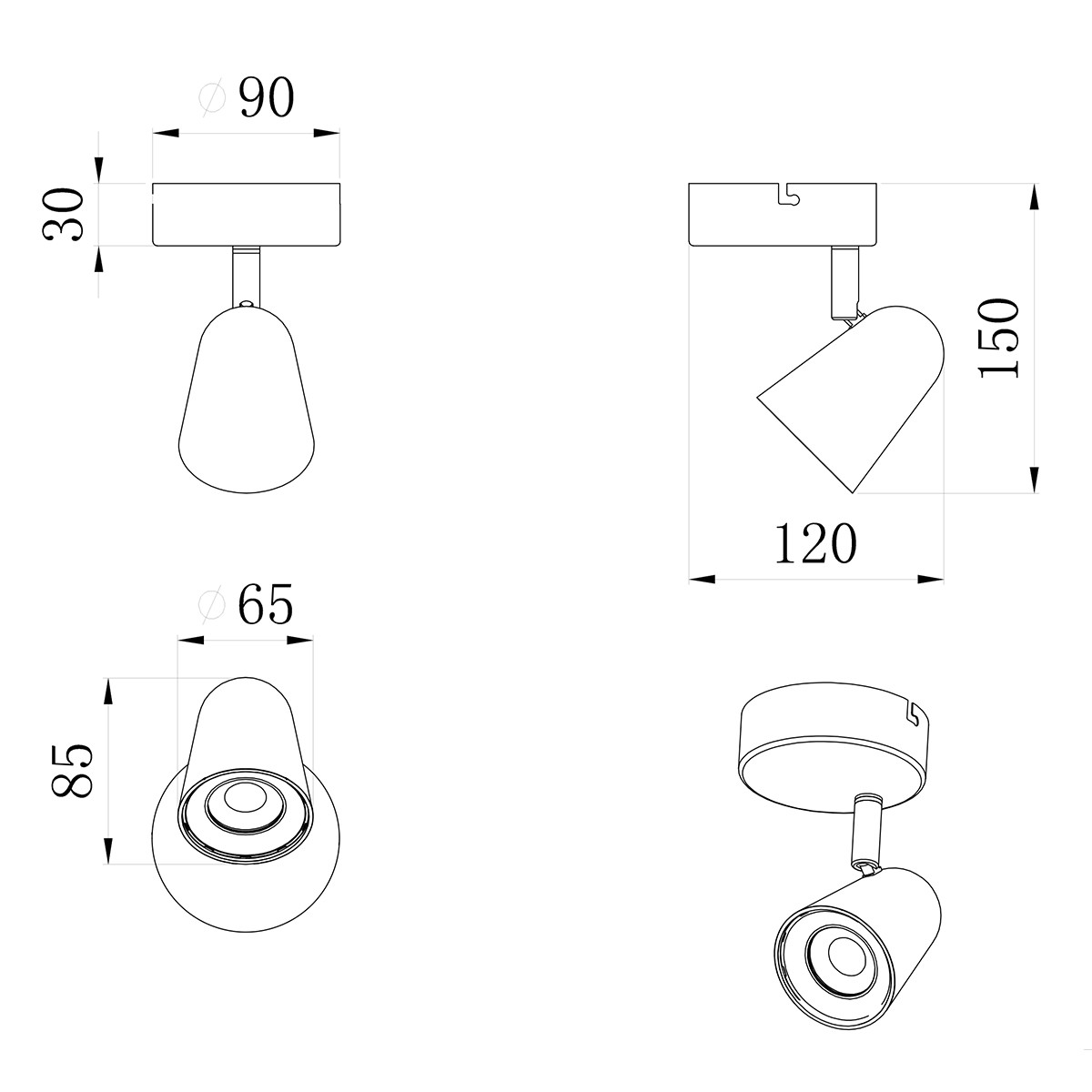 LED Wandspot - Trion Toluno - 3W - Warm Wit 3000K - 1-lichts - Rond - Mat Wit - Kunststof