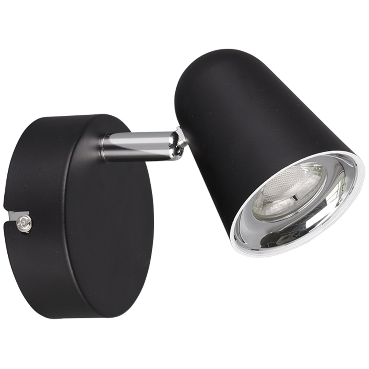 LED Wandspot - Trion Toluno - 3W - Warm Wit 3000K - 1-lichts - Rond - Mat Zwart - Kunststof