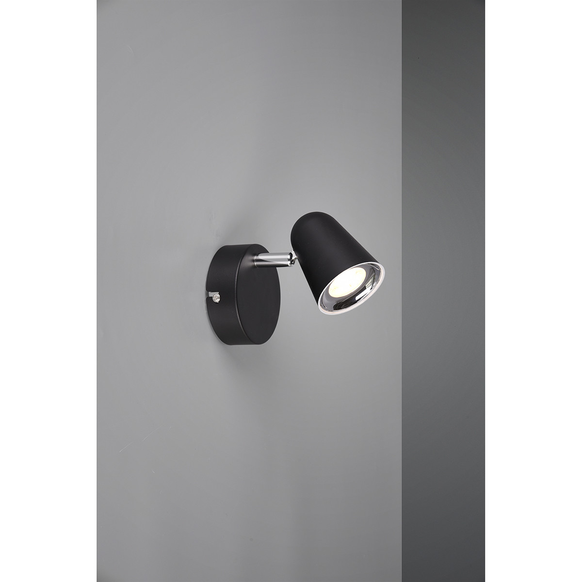 LED Wandspot - Trion Toluno - 3W - Warm Wit 3000K - 1-lichts - Rond - Mat Zwart - Kunststof