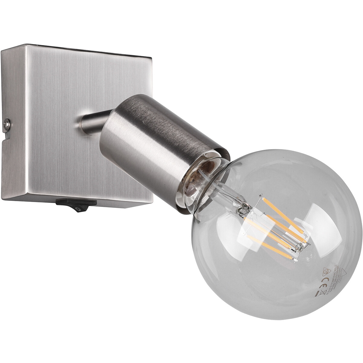 LED Wandspot - Trion Zuncka - E27 Fitting - Vierkant - Mat Nikkel – Aluminium