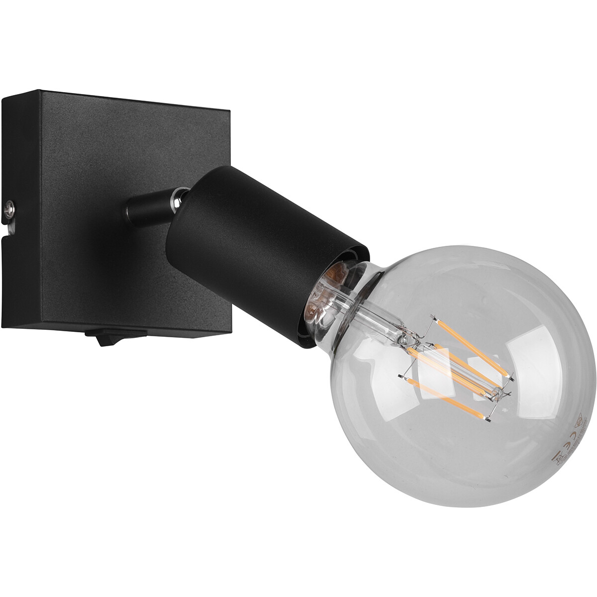 LED Wandspot - Trion Zuncka - E27 Fitting - Vierkant - Mat Zwart - Aluminium