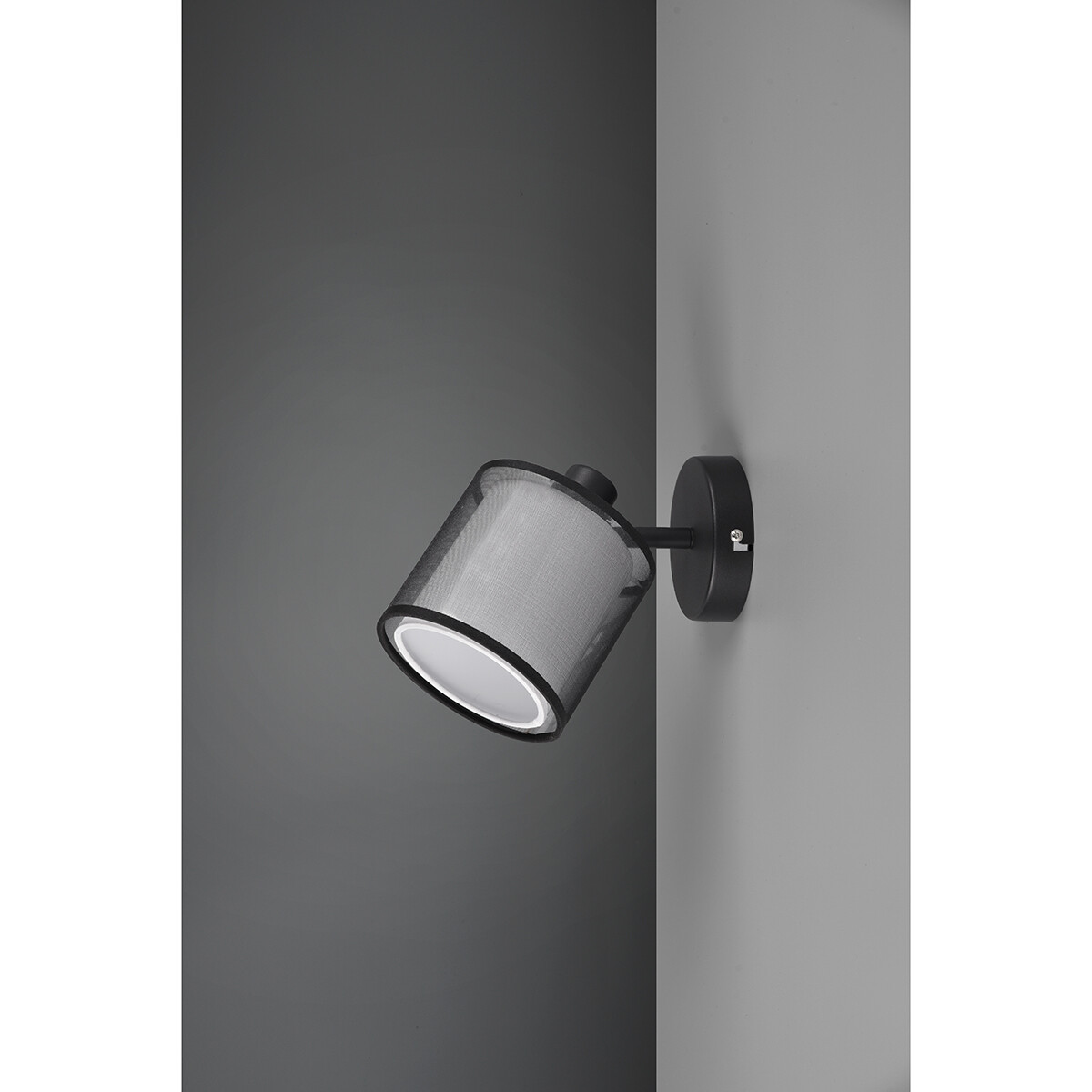 LED Wandspot - Wandverlichting - Trion Bidon - E14 Fitting - 1-lichts - Rond - Mat Zwart - Aluminium