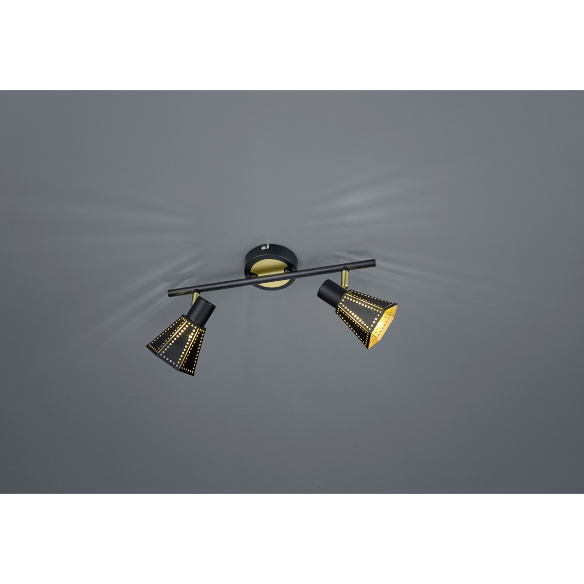 LED Plafondspot - Plafondverlichting - Trion Holmino - E14 Fitting - 2-lichts - Rond - Mat Zwart - Aluminium